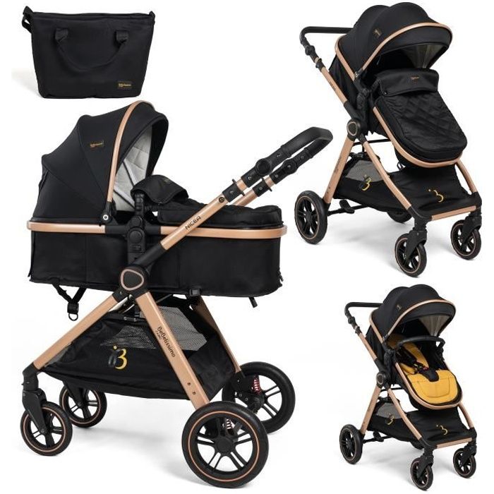Bebelissimo - Poussette transformable - combinée - convertible - 2 en 1 - poids 0-22kg- Nicea - gold