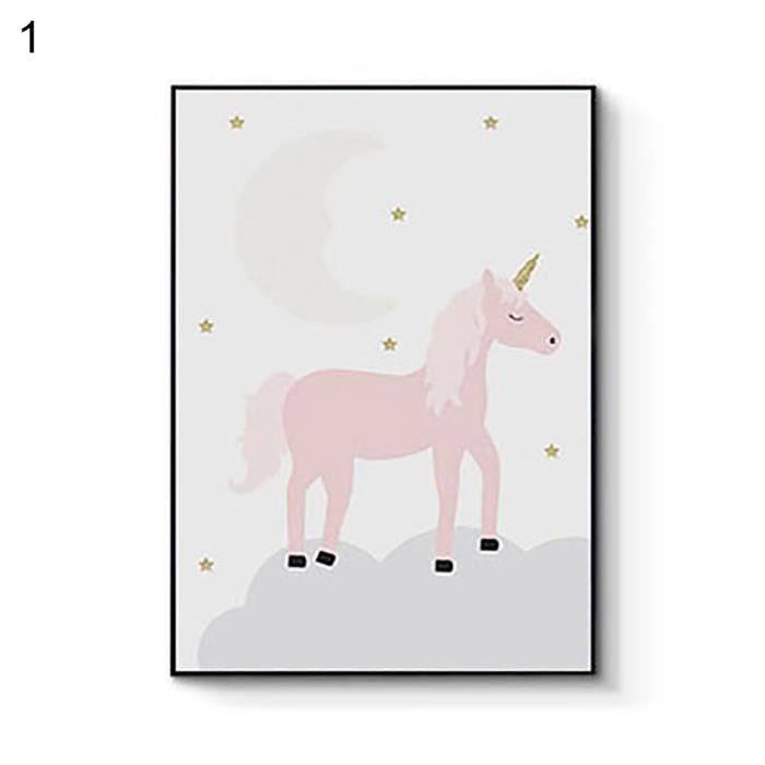 Mignon Licorne Lapin Lettres Toile Peinture Chambre D Enfant Posters Mur Art Decor 1 30x40cm Cdiscount Maison