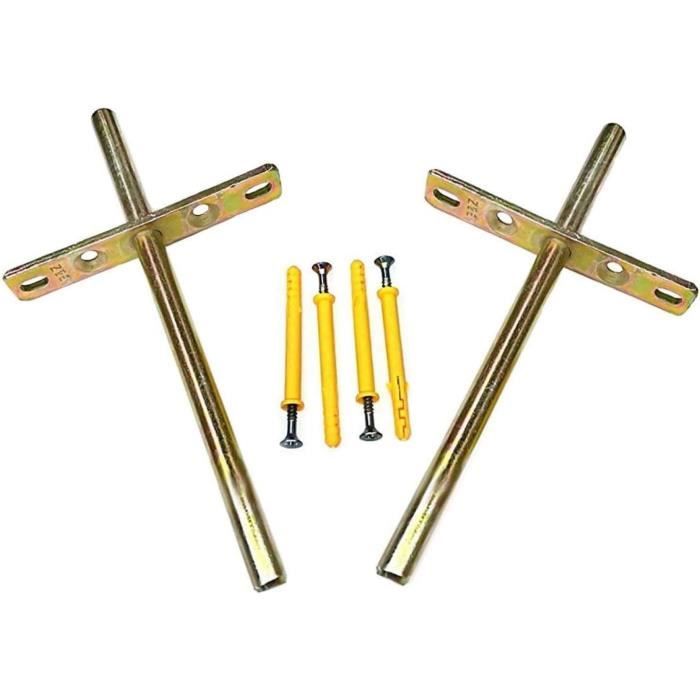 Support Tablette Mural QWORK® Lot De 4 Supports D'étagère Murale Invisibles 10x100mm, Fixation étagère En Acier Comprenant Rondelles Et Chevilles - Capacité De Charge 18kg Etagere Invisible