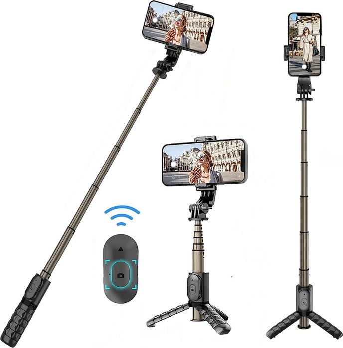 Trépied Perche à Selfie Bluetooth Avec Télécommande – Compatible IPhone Et Smartphones – 68 Cm