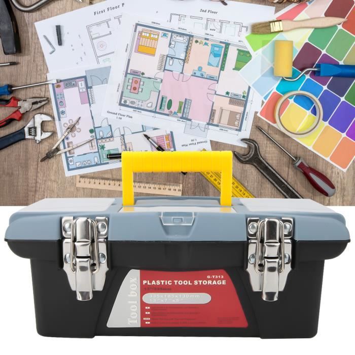 Boîte à Outils Métal 520 Mm,VEVOR Caisse Acier Portable Avec 3 Tiroirs Coulissants A Billes Coffre Petit Multifonction Doublure Eva Noir 94402240