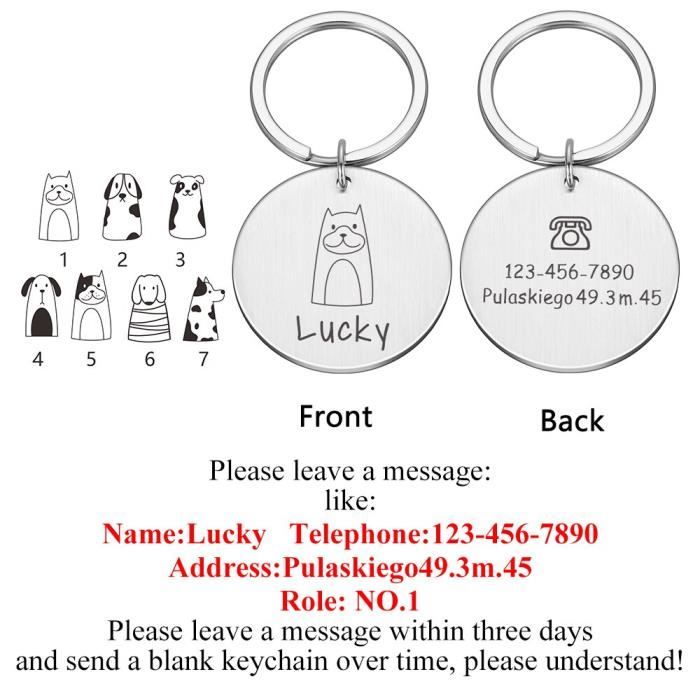 Service Dog Key Chain Tag & Collar Tag Set – 3 Pieces, ID Card For Service Animal, Personalized Available