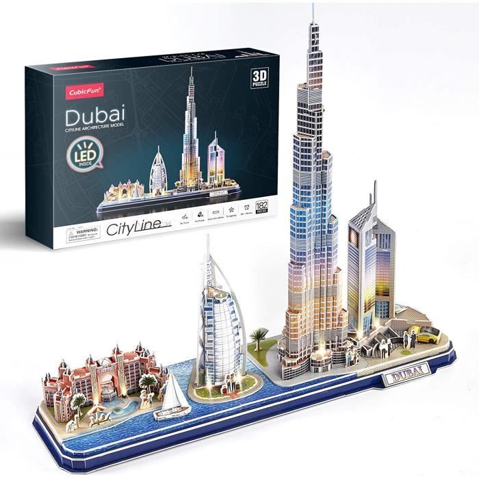 Puzzle 3D Architecture - CUBICFUN - Dubai Emirats Arabes Unis - 182 pièces - LED Puzzle 3D Architecture - CUBICFUN - Dubai Emirats Arabes Unis - 182 pièces - LED