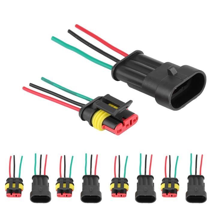 Acheter PDTO nouveau 10 pièces connecteur de prise de voiture câble de  voiture 2 broches connecteur de prise étanche