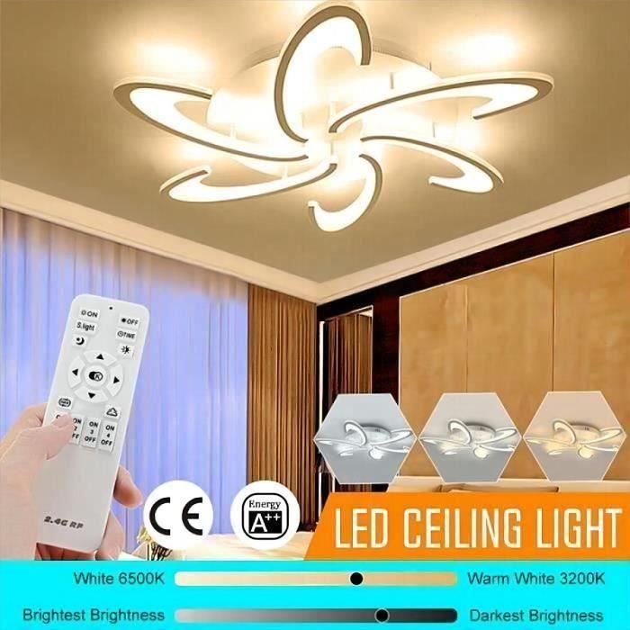 Dorlink Plafonnier LED à intensité variable, luminaire plafonniers LED  modernes avec télécommande, pour salon,acrylique 54W(blanc) - Cdiscount  Maison