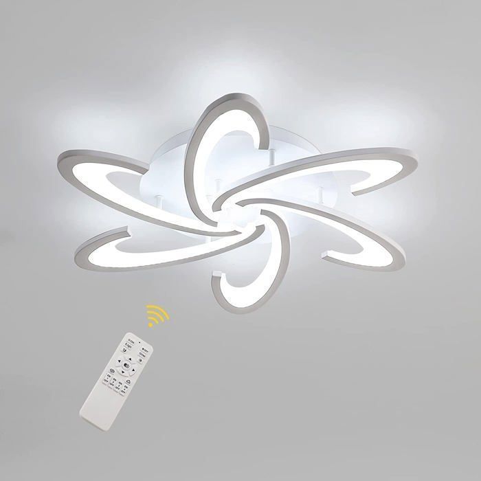 Dorlink Plafonnier LED 54W Dimmable avec Télécommande - 6500K Moderne IP44 Ø70cm Lampe de Plafond pour Salon Chambre - Blanc