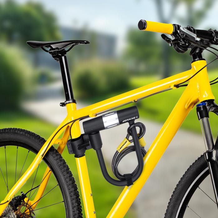 Antivol Vélo - DUNLOP - Double Serrure à Anse et Câble - Blanc - Vélo loisir - Longueur 120cm - Diamètre 10mm