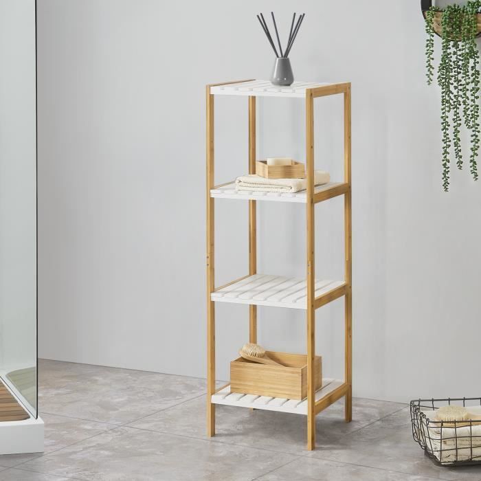 Étagère de rangement Balsfjord Bambou 33 x 34 x 110 cm Naturel Blanc Étagère de rangement Balsfjord Bambou 33 x 34 x 110 cm Naturel Blanc