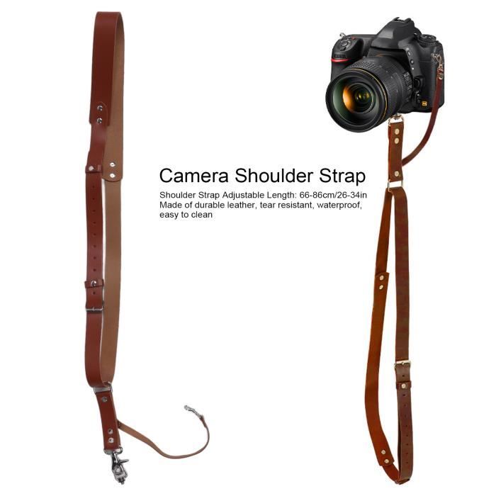 Cyrank Accessoires De Courroie D'Appareil Photo Pour Deux Appareils Photo, Double Harnais Deux Caméras Bandoulière En Cuir Sangle De Harnais D'Appareil Photo Réglable Pour DSLR SLR(Brun