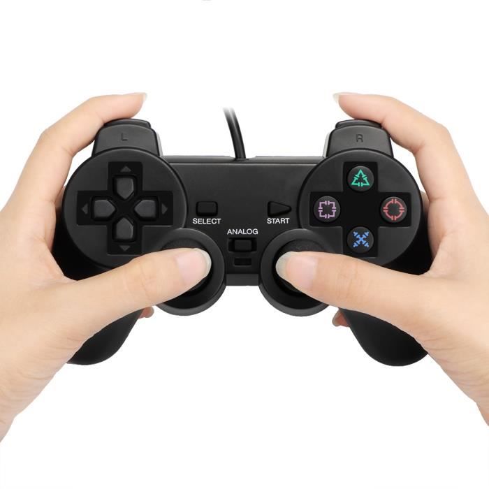 Pour PS2 PlayStation 2 Contrôleur de commande de joystick à clavier filaire Feedback de vibration intégré avec G-Sensor