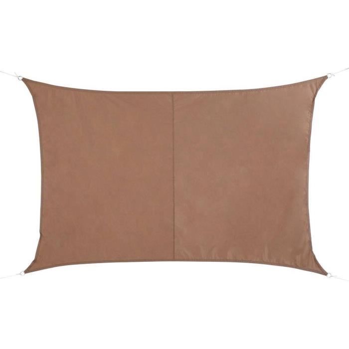 Voile d'ombrage rectangulaire HESPERIDE - Curacao - 2 x 3 m - Polyester - Protection anti-UV - Taupe