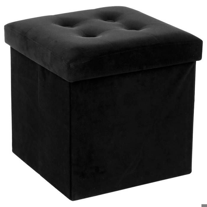 Pouf pliant Lysandre velours noir - Atmosphera Créateur dintérieur Pouf pliant Lysandre velours noir - Atmosphera Créateur dintérieur
