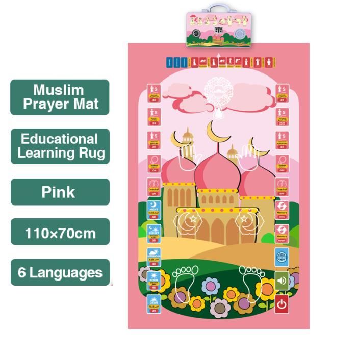 Tapis De Prière Musulman Guidé Interactif 120x80 Cm – Bilingue Arabe/français, 36 Touches Tactiles, Antidérapant – Pour Enfants, Débutants, Convertis