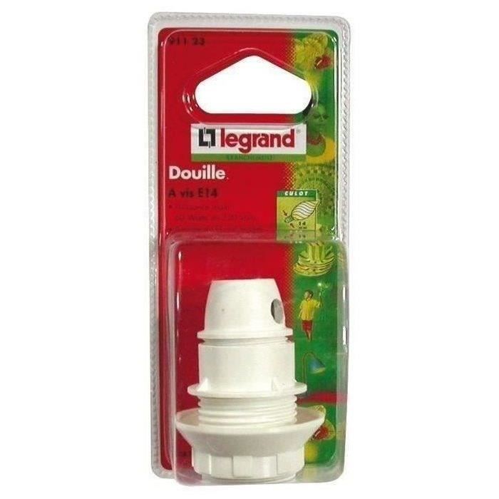Douille E14 en plastique + bague - blanc