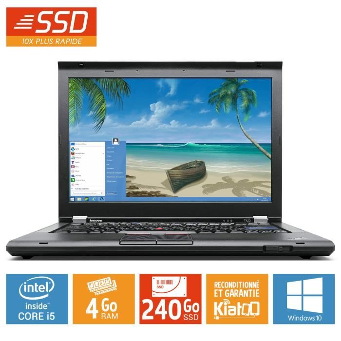 LENOVO - Ordinateur Portable ThinkPad T420 - Intel Core i5 - RAM 4Go - Stockage SSD 240Go - Windows 10 - Reconditionné - Lenovo