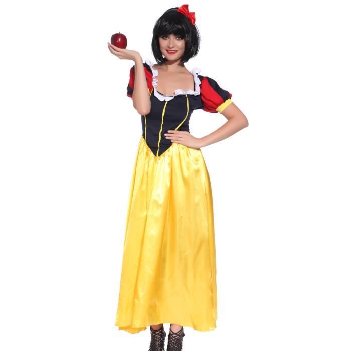 Robe De Deguisement Longue Maxi Blanche Neige Princesse Noir Jaune Pour Carnaval Enterrement Fete Achat Vente Deguisement Panoplie Cdiscount