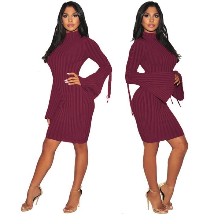 Femmes Robes Serré Manches longues Slim Cou rond vetement Confortable  Automne et hiver Grande Taille S-XXXL Rouge - Cdiscount Prêt-à-Porter
