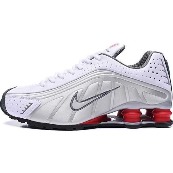 Baskets Shox R4 Homme Chaussures Entranement de Sport Blanc Gris blanc ...
