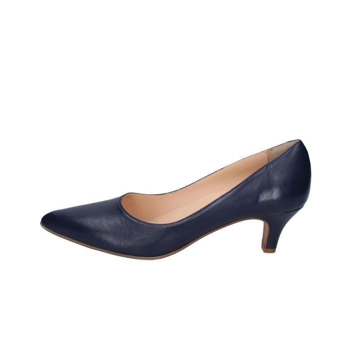 escarpins femme - lamica - bleu cuir ey364 - talon carré - hauteur 6cm - saison hiver