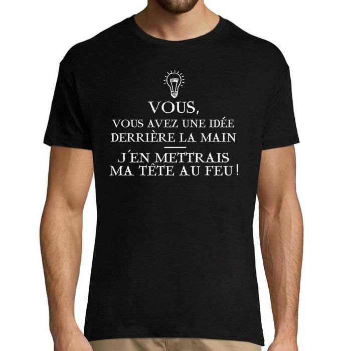 Kaamelott Citation Perceval Une Idee Derriere La Main T Shirt Homme Col Rond Humour Serie Tv Noir Noir Cdiscount Pret A Porter