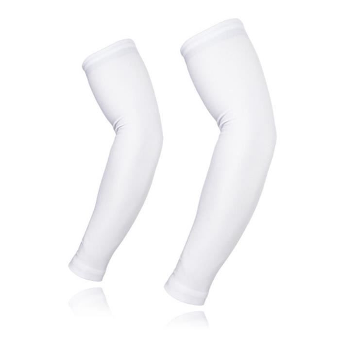 Manches De Bras KEMALOCE Anti-UV - Respirantes, Maintien Sans Glisse - Pour Cyclisme, Course - Blanc