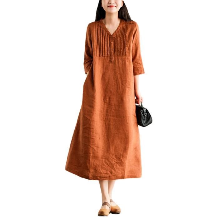 Robe orange cheap mi longue