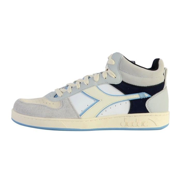 Basket Montante Cuir Diadora Magic Demi Twin - Gris Ciel - Blanc
