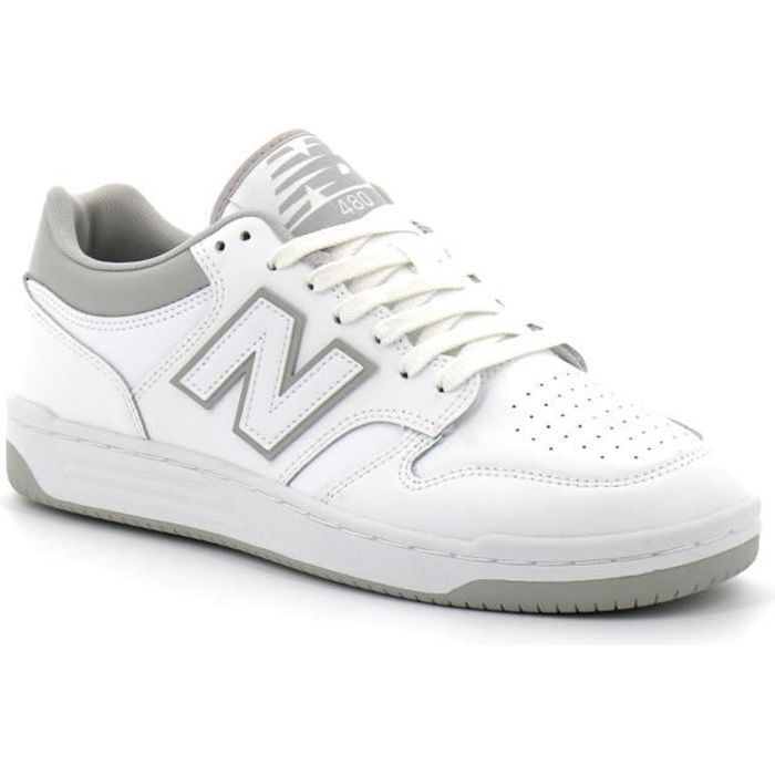 New Balance Baskets rétro en cuir véritable New Balance 480 BB480LGT - Blanc - Homme - Lacets - Plat