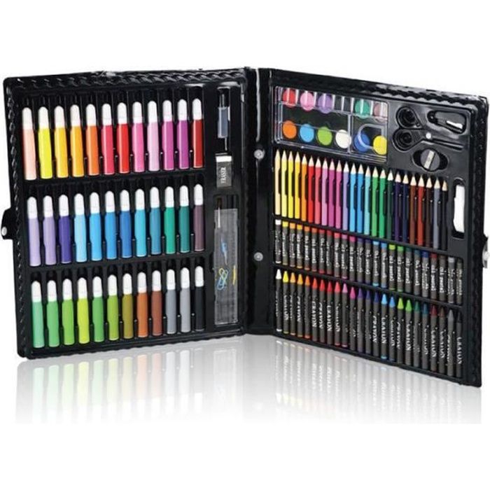 Coffret de crayons de couleurs, pastels, marqueurs aquarelles.