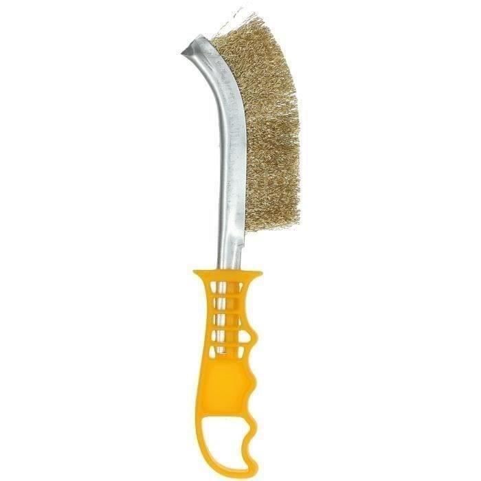 Brosse main plastique manche jaune laiton 260x40 Norton