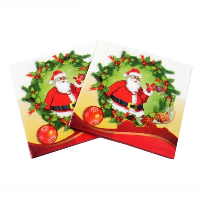 965 4 Motif serviettes serviettes des nappes Noël Père Noël & Renne