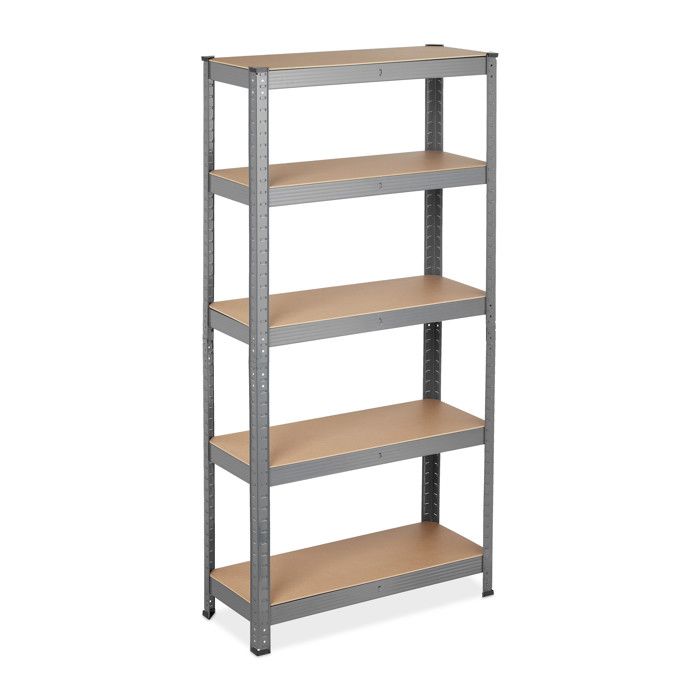 Étagère à Charge Lourde Relaxdays 875 Kg - 5 Niveaux Modulables, Idéale Garage, Cave Et Atelier - Gris 180x90x45 Cm