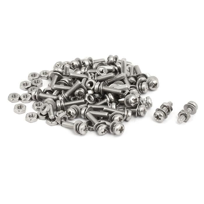 Kit Vis M2.5x25mm Inox 304 Avec écrous Et Rondelles - 18 Sets Complets Uxcell