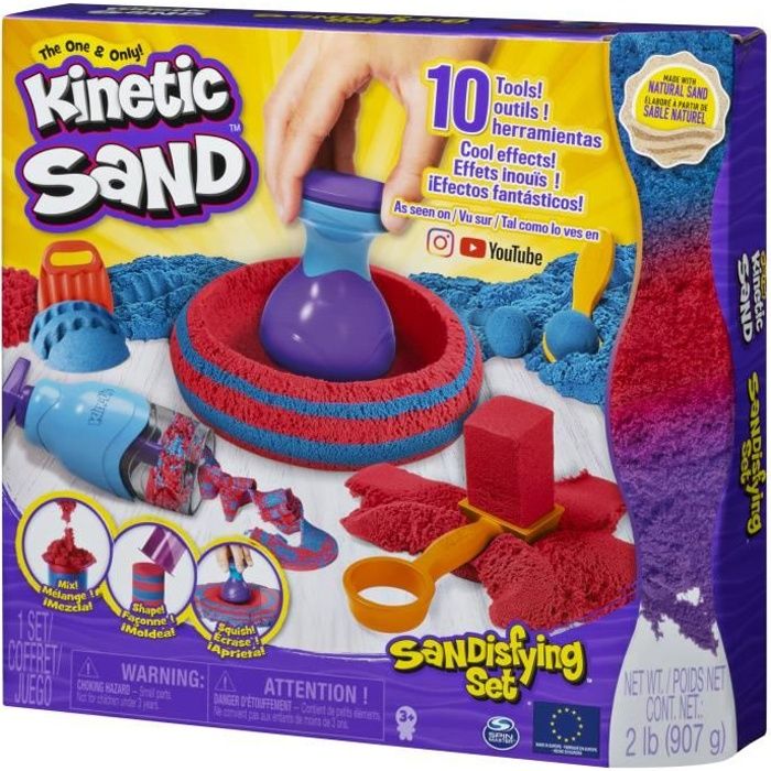 KINETIC SAND - COFFRET SANDISFYING 907 G de sable + 10 MOULES - 6047232 -  Sable magique à modeler - Loisirs Créatifs pour enfants
