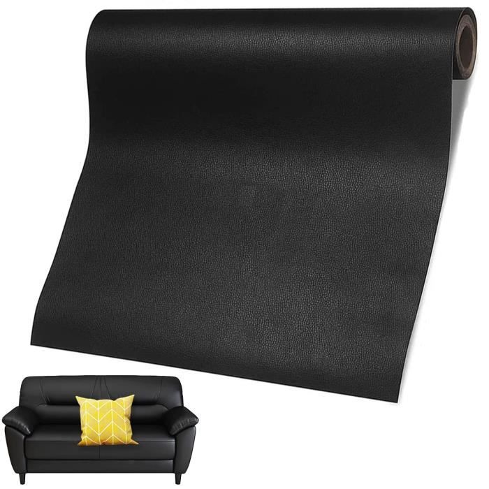 Patch De Réparation En Simili Cuir Autocollant - Noir - 30 X 137 Cm - Pour Canapés, Sièges Auto…