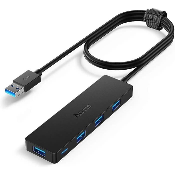 Aceele Data Hub 4 Ports USB 3.0 Ultra Fin avec câble étendu de 120cm-4ft - Hub  USB 3.0 pour Macbook, Mac Pro - mini, iMac, Surfa50 - Cdiscount Informatique