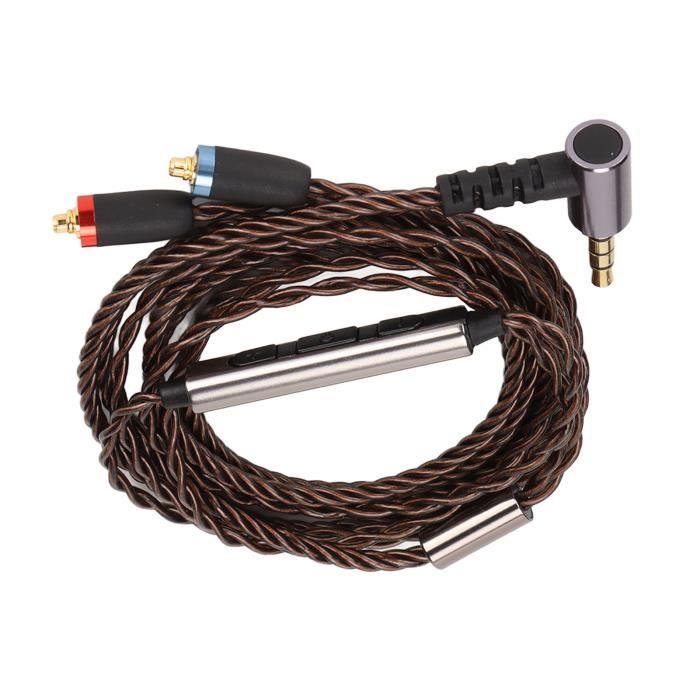 Câble Remplacement Casque Yinyoo – 8 Conducteurs Cuivre Plaqué Argent – Prise 3,5 Mm 2 Broches 0,78 Mm – Compatible ES4, ZST, ZSN, Etc.