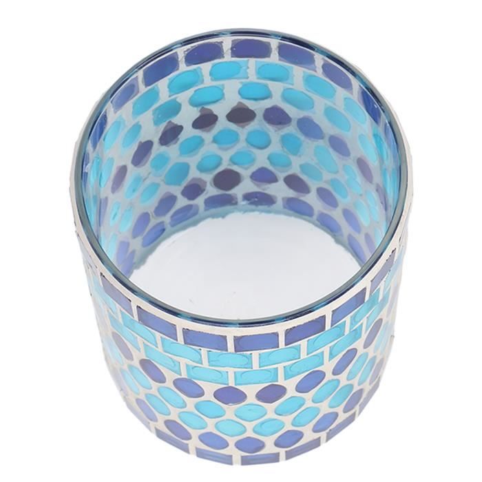 Bougeoirs Mosaïque Verre Fissuré - Lot De 2 - Doré Et Multicolore - Pour Ambiance Chaleureuse