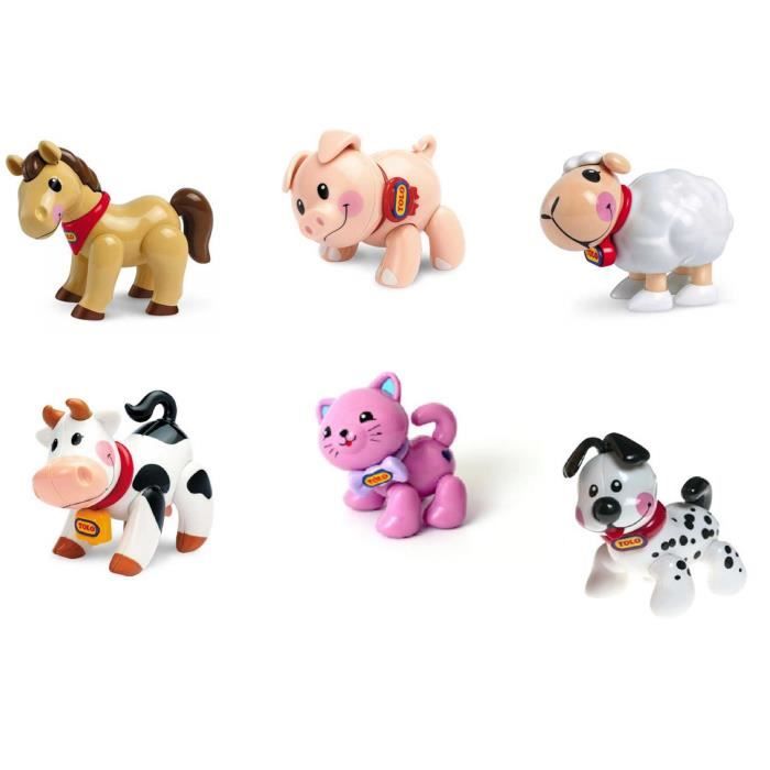 Jouet 1er age jeu eveil bebe garcon fille Lots 6 animaux de ferme vache cheval cochon chien chat TOLO 1 5 ans idee cadeau mixte Cdiscount Jeux Jouets