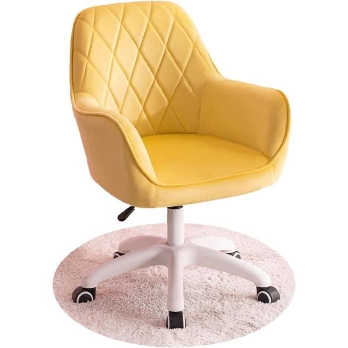 WOLTU Chaise Bureau Ergonomique Velours Crème Blanc - Fauteuil Pivotant Réglable En Hauteur Pour Confort Optimal