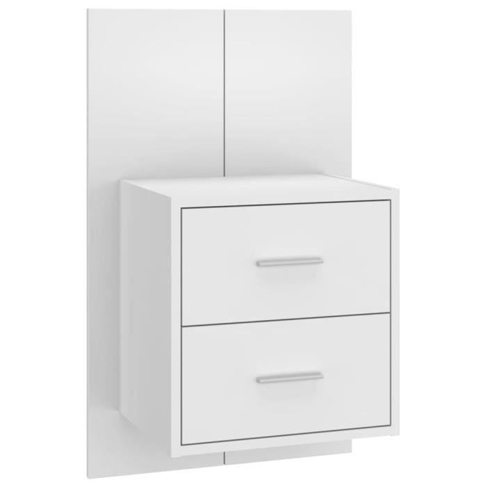 Tête De Lit VidaXL Avec Armoires - 200 Cm Blanc - Bois D'ingénierie - Tables De Chevet Intégrées Et LEDs RGB