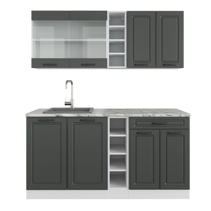 Vicco Bloc cuisine R-Line, Anthracite maison de campagne/anthracite, 180cm sans PT | Leroy Merlin