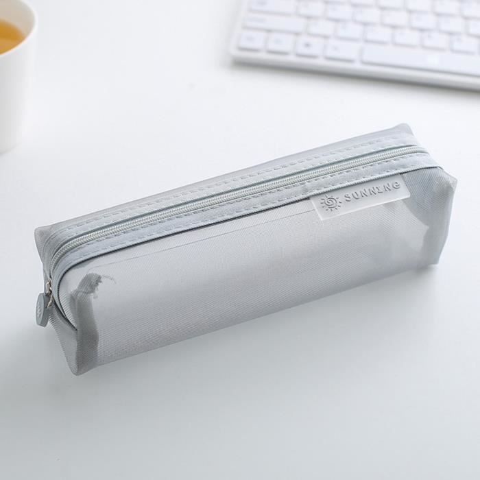 Lot De 6 Trousses En Filet Transparent – 21x12,5 Cm – Fermeture éclair – Pour Stylos, Maquillage, Petits Objets – Noir, Blanc, Gris