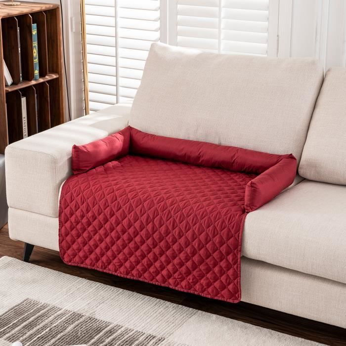 Comparer les prix de Matelas imperméable pour chien - Housse de canapé antidérapante - Grand panier pour chien - Vin rouge