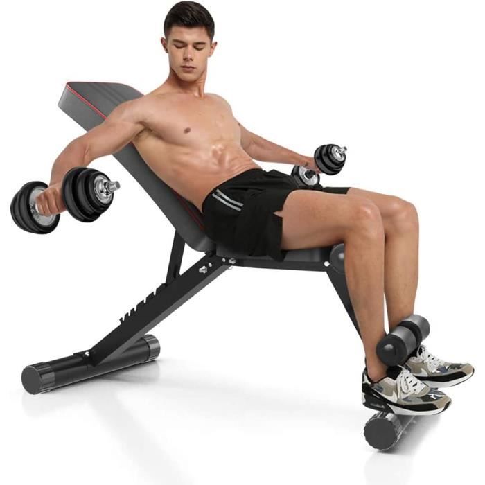 Banc Réglable Banc Musculation Inclinable Banc de Fitness Multifonction 7 in 1 Entrainement Complet du Corps Fitness Exercice Gym