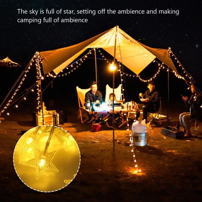 Zerone guirlandes lumineuses de camping Guirlande lumineuse étoile 3 à 4,5  V étanche 10 mètres alimenté par batterie LED YS002
