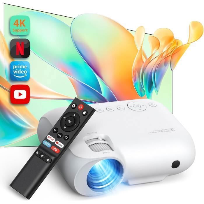 YOTON Y7 Proiettore 4K Smart TV Con Netflix Ufficiale – 500 ANSI Lumen, 1080P Nativo, WiFi Dual Band, Altoparlanti 15W, Rotazione 270° – Home Cinema Portatile