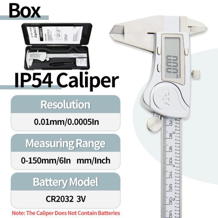 MICROMETRE,Box IP54 CaliperPied à coulisse numérique en acier