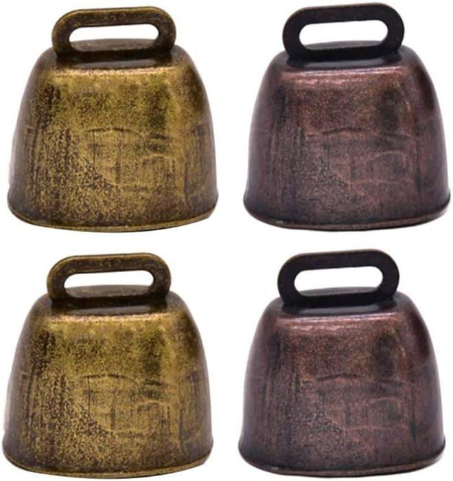 4 Clochettes En Laiton Pour Animaux - Anti-perte - Bronze - 3,7x3,5cm