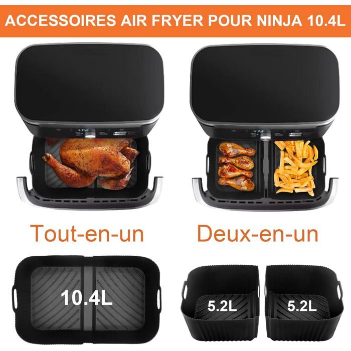 Moule Air Fryer, 3PCS Accessoire Air Fryer pour Ninja Air Fryer 10.4L AF500EU, Moule Silicone Air Fryer pour Ninja Foodi Flex 10,4 L, Air Fryer Accessoires pour Ninja Air Fryer (3PCS